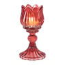 Waxinelichthouder tulp - bordeauxrood - ø7.8x14 cm