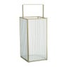 Lantaarn rib vierkant - goud/transparant - 25.5x13x13 cm