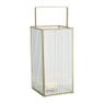 Lantaarn rib vierkant - goud/transparant - 25.5x13x13 cm