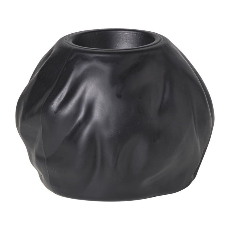 Waxinelichthouder bol - zwart - ø10.5x8 cm