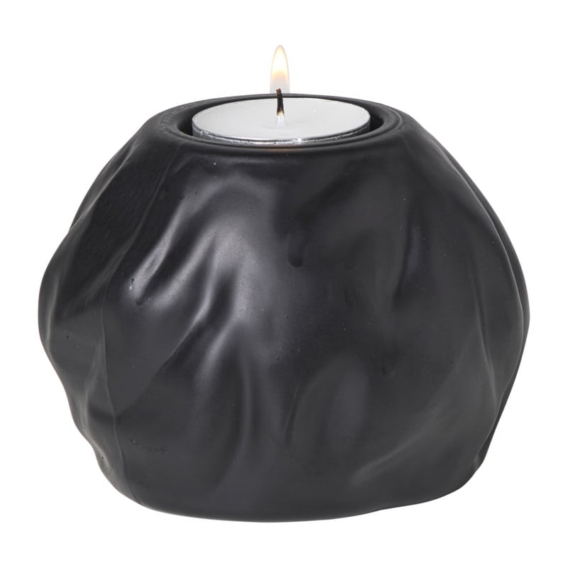 Waxinelichthouder bol - zwart - ø10.5x8 cm