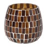 Waxinelichthouder mozaiek - bruin - ø9x8 cm