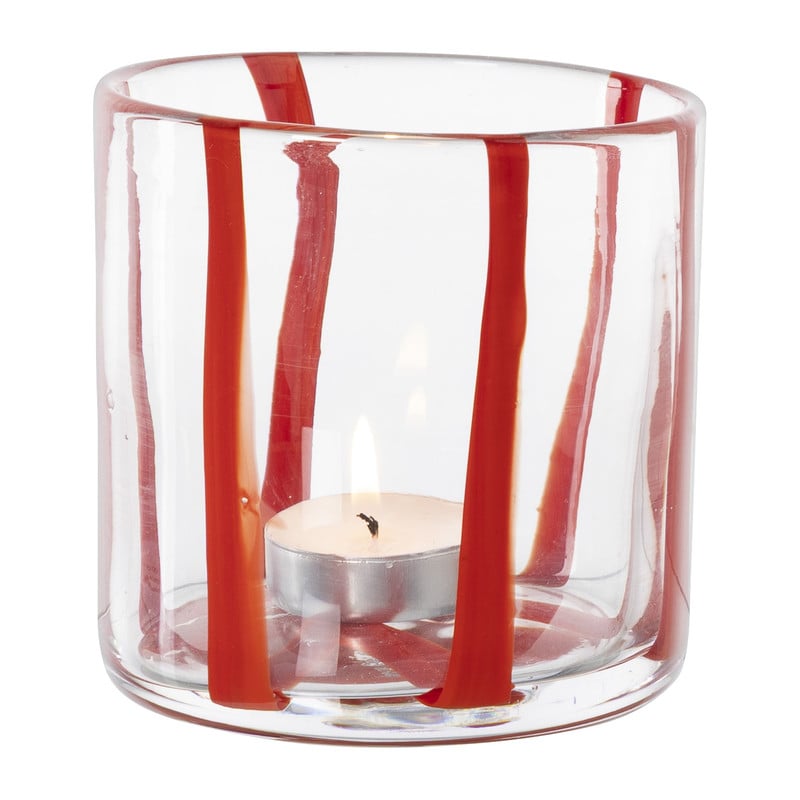 Waxinelichthouder streep - rood - ø10x10 cm