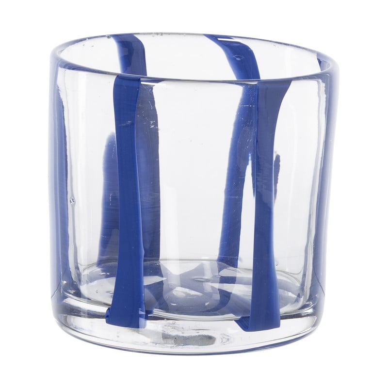 Waxinelichthouder streep - blauw - ø10x10 cm