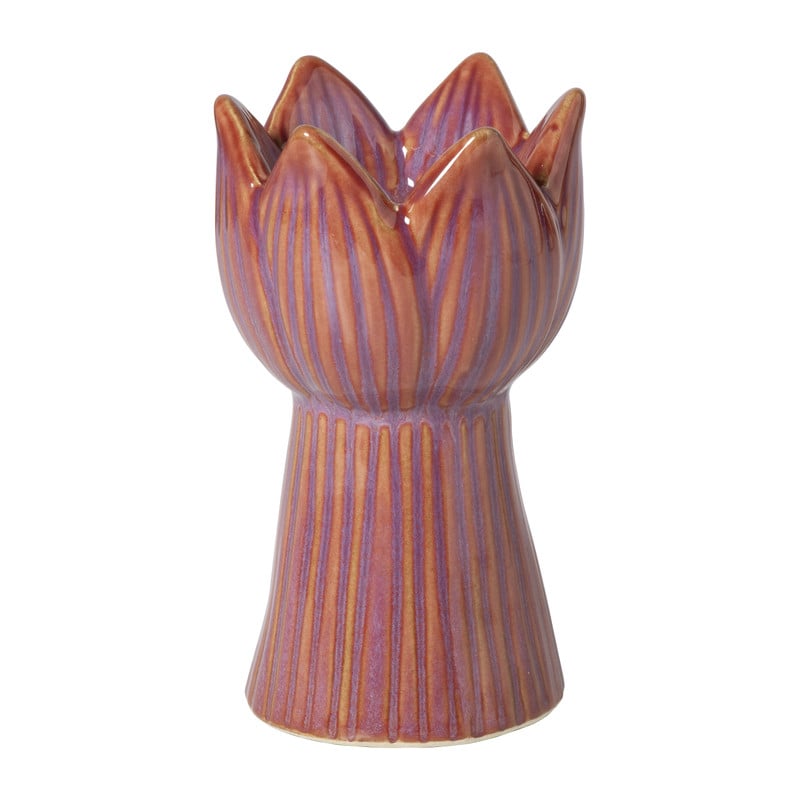 Waxinelichthouder tulp groot - roze - ø8x13.5 cm