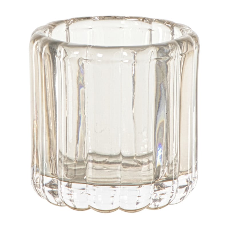 Waxinelichthouder glas klein - beige - ø8.5x8.5 cm