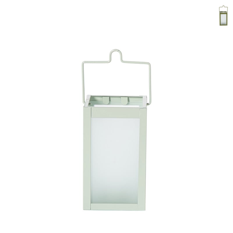 Mini windlichtje - groen/grijs - ø8x14 cm - diverse varianten