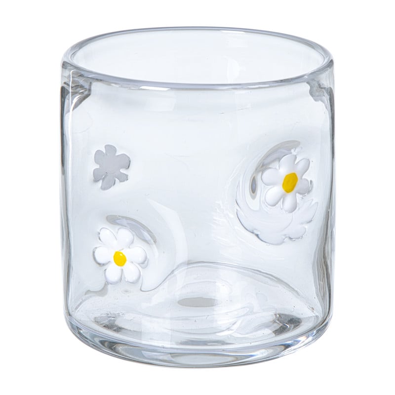 Waxinelichthouder madelief glas - transparant - ø10x10 cm 