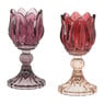 Waxinelichthouder tulp - rood/roze - ø7.8x14 cm