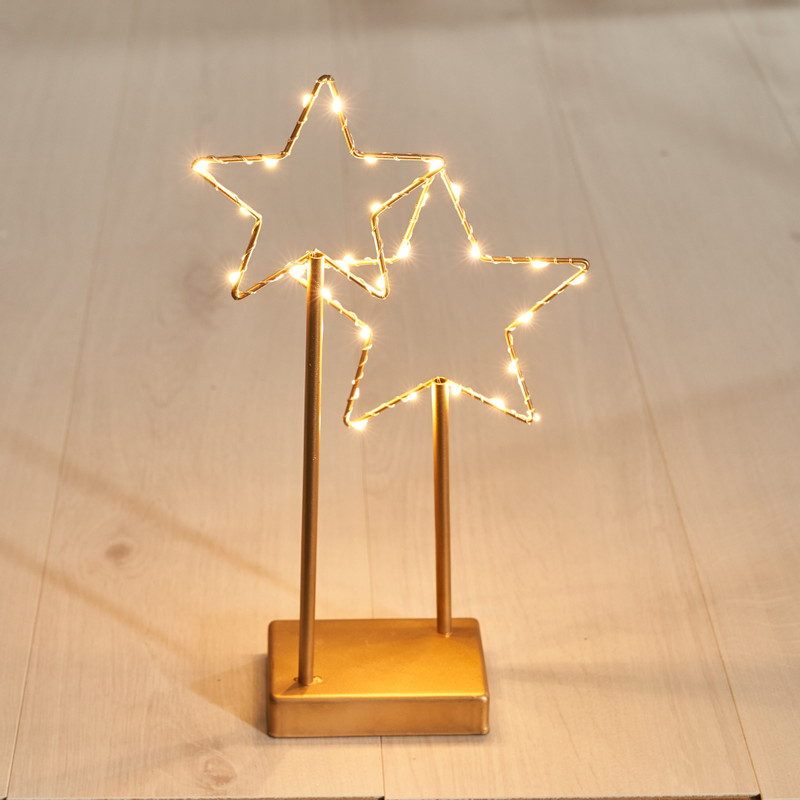 Sterren deco met verlichting - goud - 38 cm