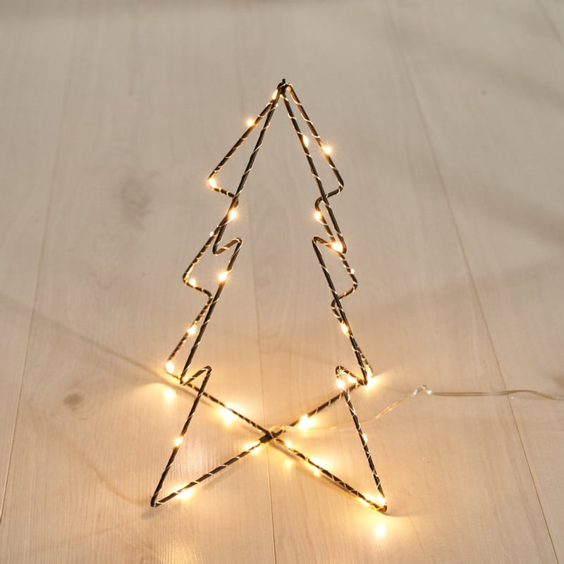 Kerstboom met verlichting 3D - zwart - 30 cm