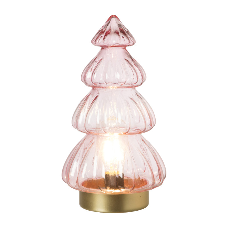 Lamp kerstboom - roze - ⌀15x28 cm