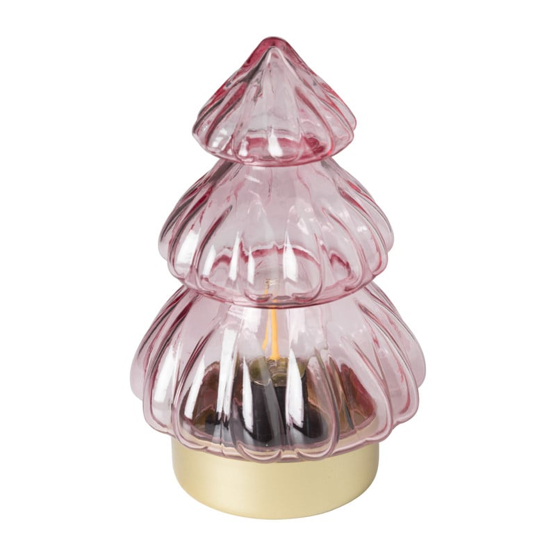 Lamp kerstboom - roze - ⌀12x18.5 cm
