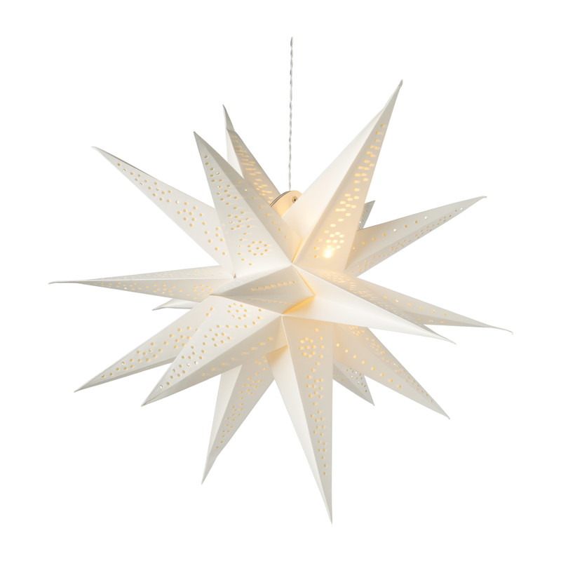 Papieren ster met licht - wit - ⌀60 cm