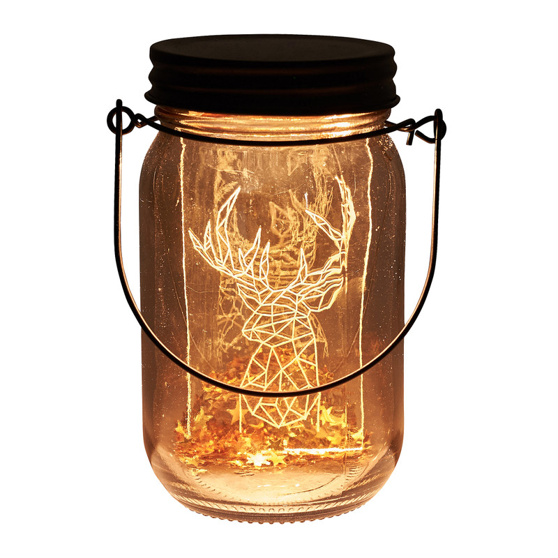 Pot met ledverlichting - rendier -14 cm