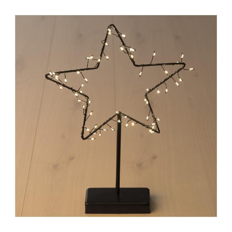 Decoratie lamp ster - zwart - 38 cm
