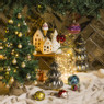 Kerstboom lamp - grijs - 13.5x13.5x20 cm