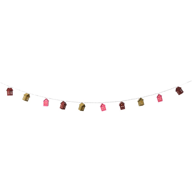 Kerst lichtslinger met huisjes - multikleur - 165 cm