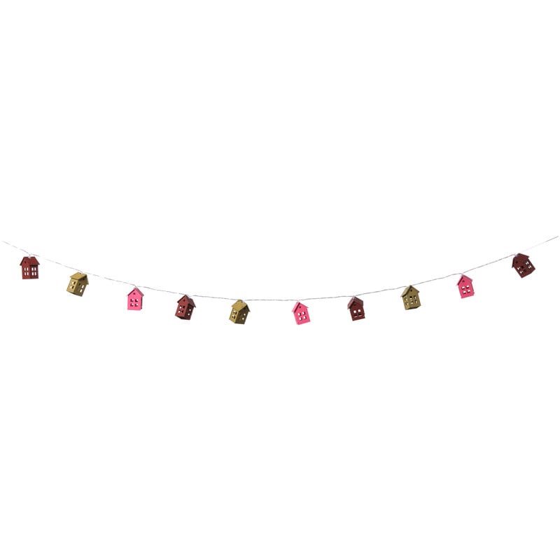 Kerst lichtslinger met huisjes - multikleur - 165 cm