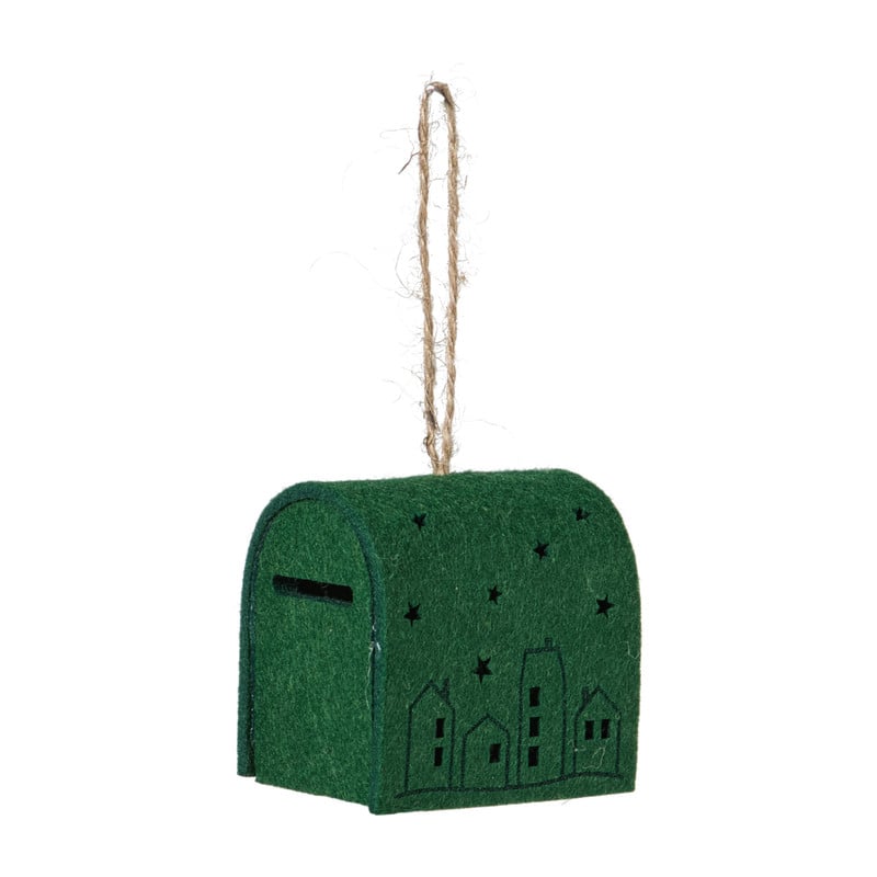 Kersthanger brievenbus - groen - 6.5x6x4.5 cm