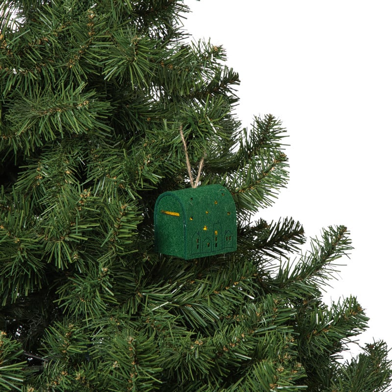 Kersthanger brievenbus - groen - 6.5x6x4.5 cm