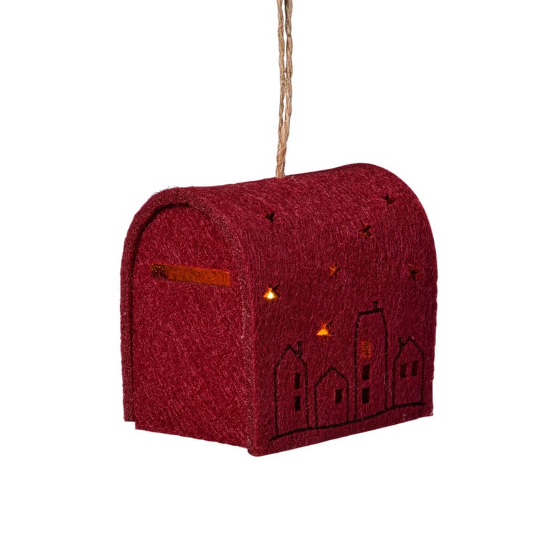 Kersthanger brievenbus - roze - 6.5x6x4.5 cm
