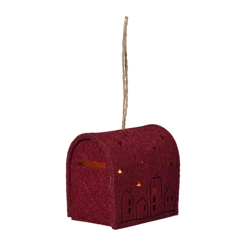 Kersthanger brievenbus - roze - 6.5x6x4.5 cm