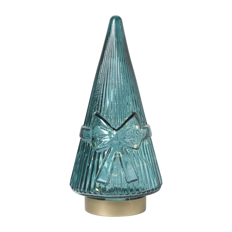 Kerstboom beeldje glas - groen - ø10.5x22.6 cm