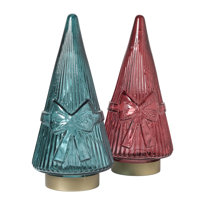 Kerstboom beeldje glas - groen - ø10.5x22.6 cm