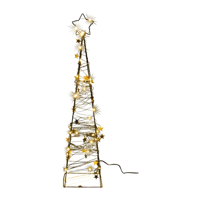 Kerstboom met LED lampjes - zwart/goudkleurig - 60 cm