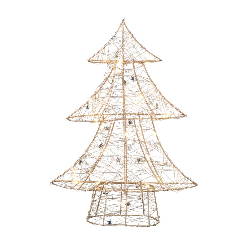 Kerstboom met LED lampjes - goudkleurig - 40 cm