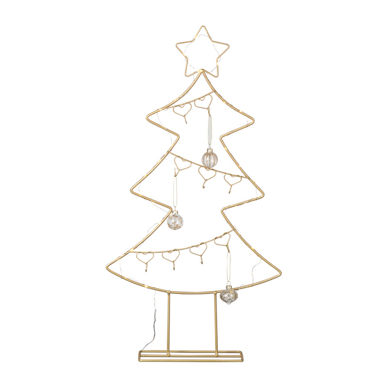 Kerstboom standaard met LED licht - goud - 68 cm