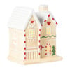 Kersthuisje hartje LED - beige - 10.5x9x6.5 cm