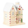 Kersthuisje hartje LED - beige - 10.5x9x6.5 cm