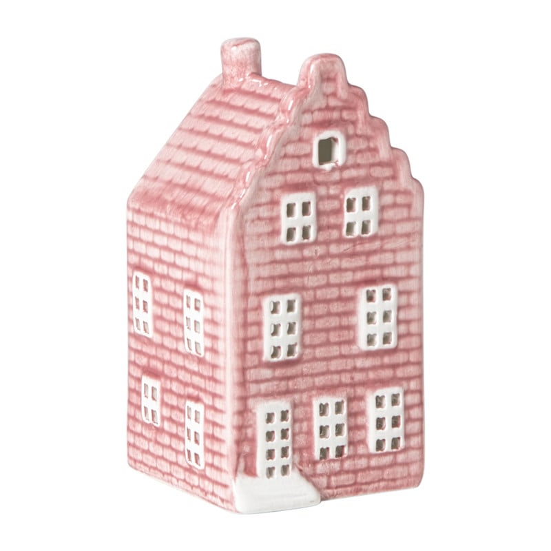 Kersthuisje - roze - 11x5.5x5.5 cm
