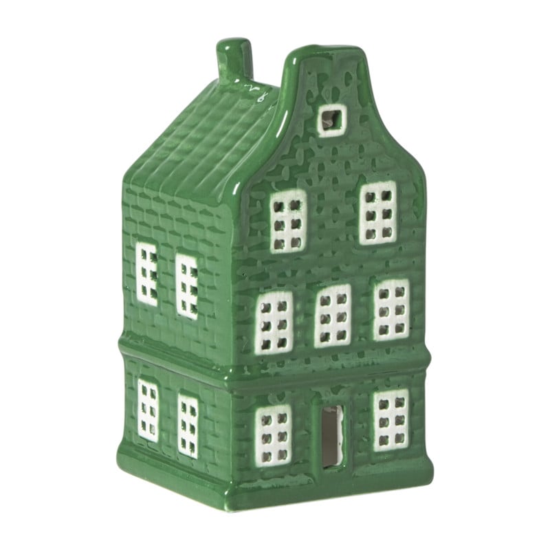 Kersthuisje - groen - 11x5.5x5.5 cm