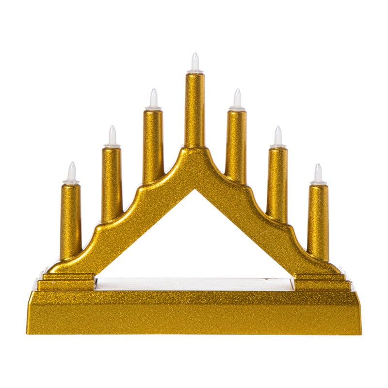Kerst kandelaar met 7 lampjes - 13x15.7x3.9 cm - diverse varianten