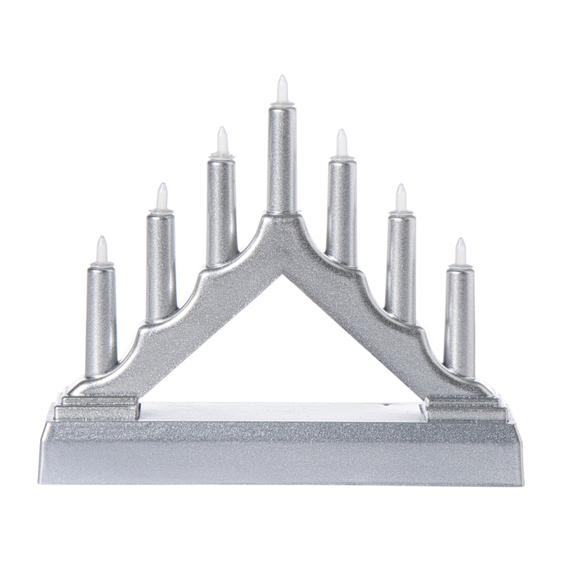 Kerst kandelaar met 7 lampjes - 13x15.7x3.9 cm - diverse varianten