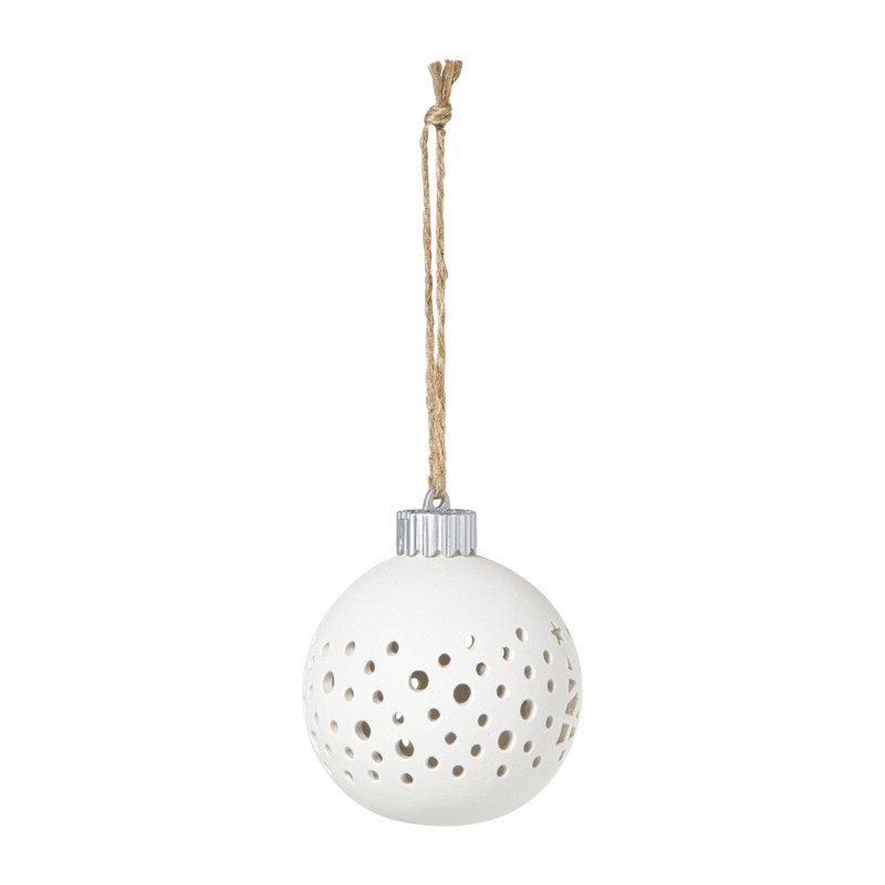 Kerstbal LED stippen - wit