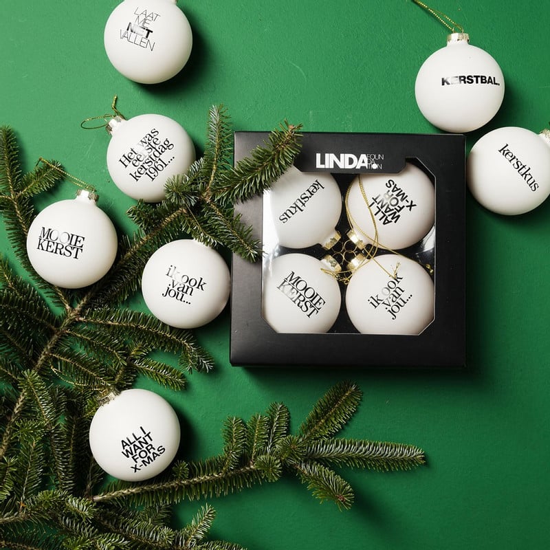 LINDA.foundation kerstbal - lief - set van 4