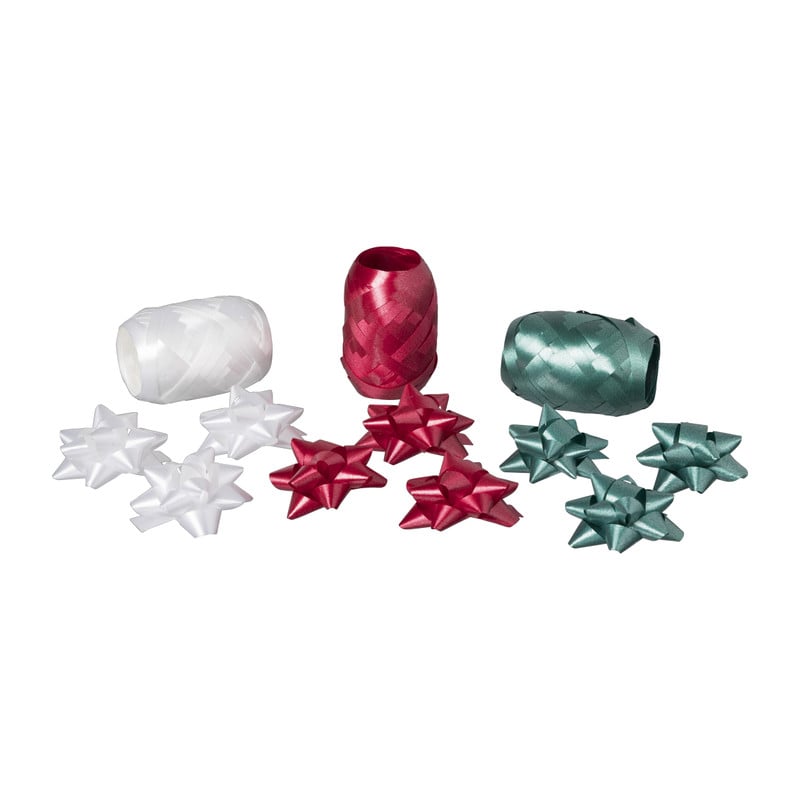 Kerst cadeaulinten en strikken mix - wit/groen/rood - set van 12