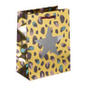Kerst cadeautas leopard - goud/paars - 17.5x23 cm 