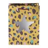 Kerst cadeautas leopard - goud/paars - 17.5x23 cm 