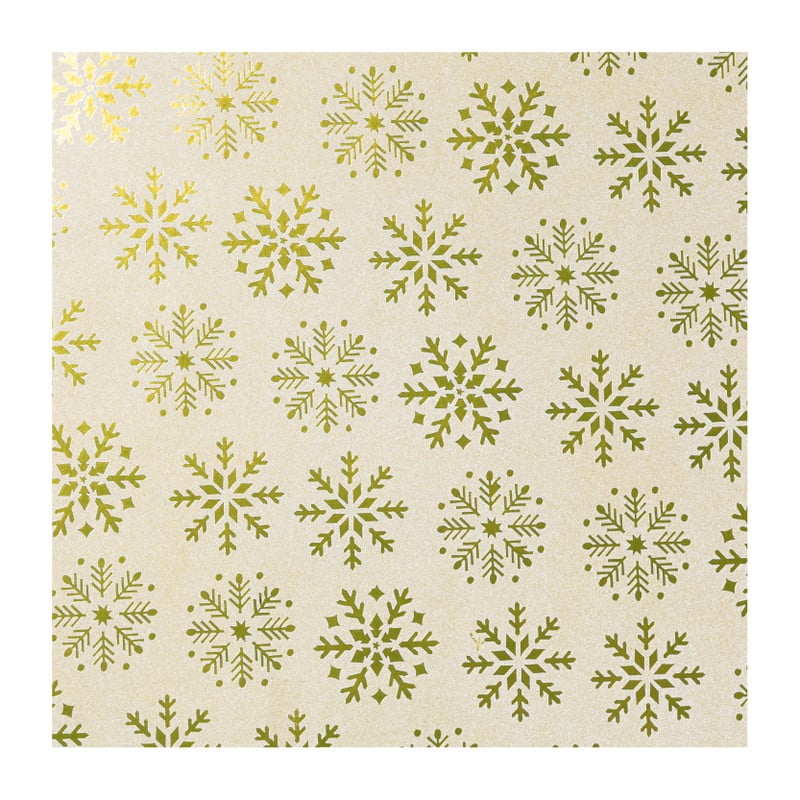 Kerst inpakpapier sneeuwvlokjes - goud - 70x200 cm