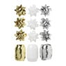 Cadeaulinten en strikken mix - goud/zilver/wit - set van 12 