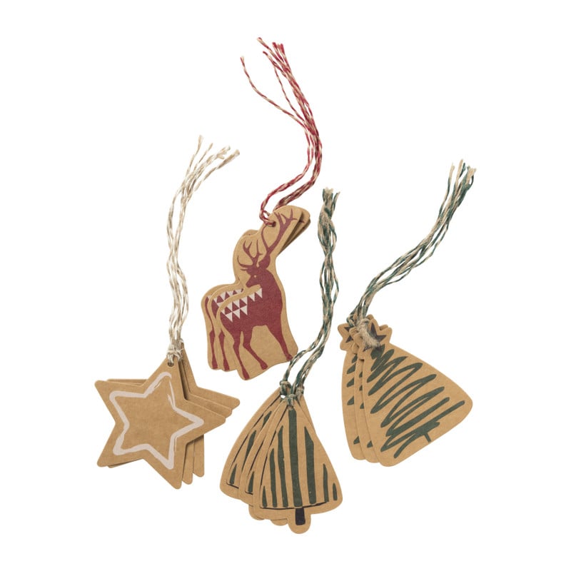 Kerst cadeaulabels mix - set van 12