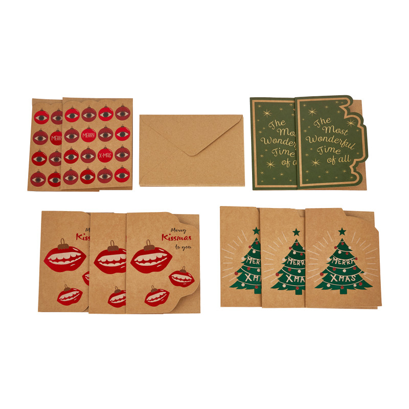 Kerstkaarten kissmas - set van 10