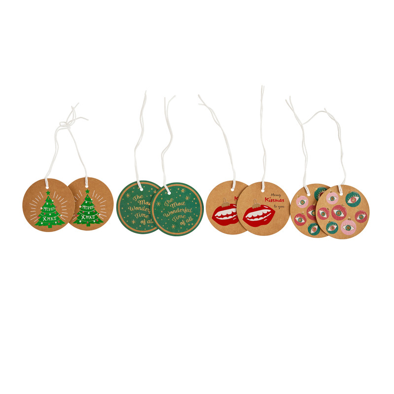 Cadeaulabels kissmas - 8 stuks