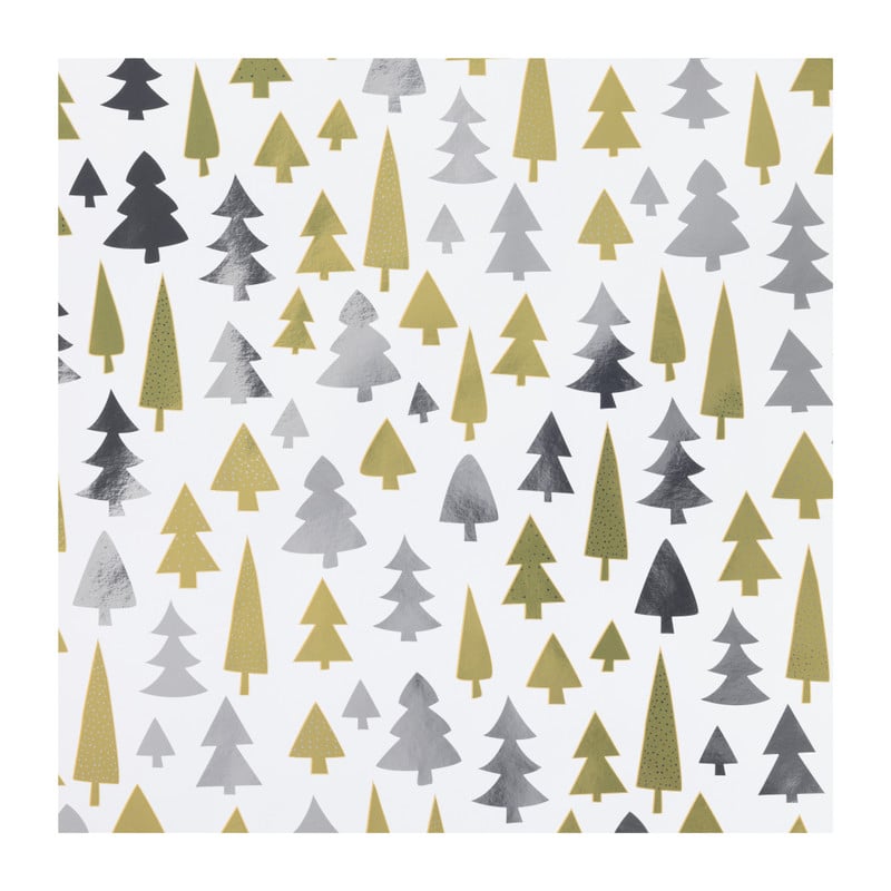 Kerst inpakpapier boom - zilver/goud - 70x200 cm