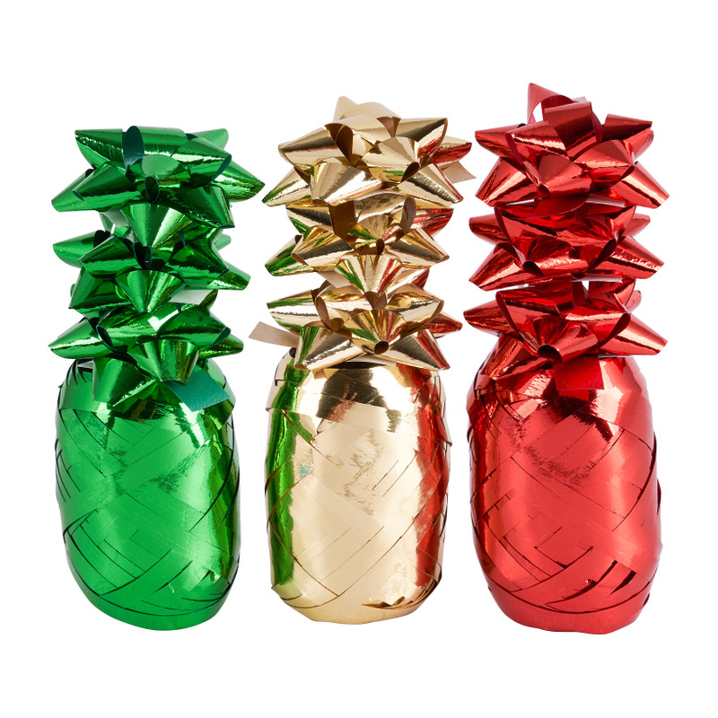 Lint en strik - groen/rood/goud - set van 12